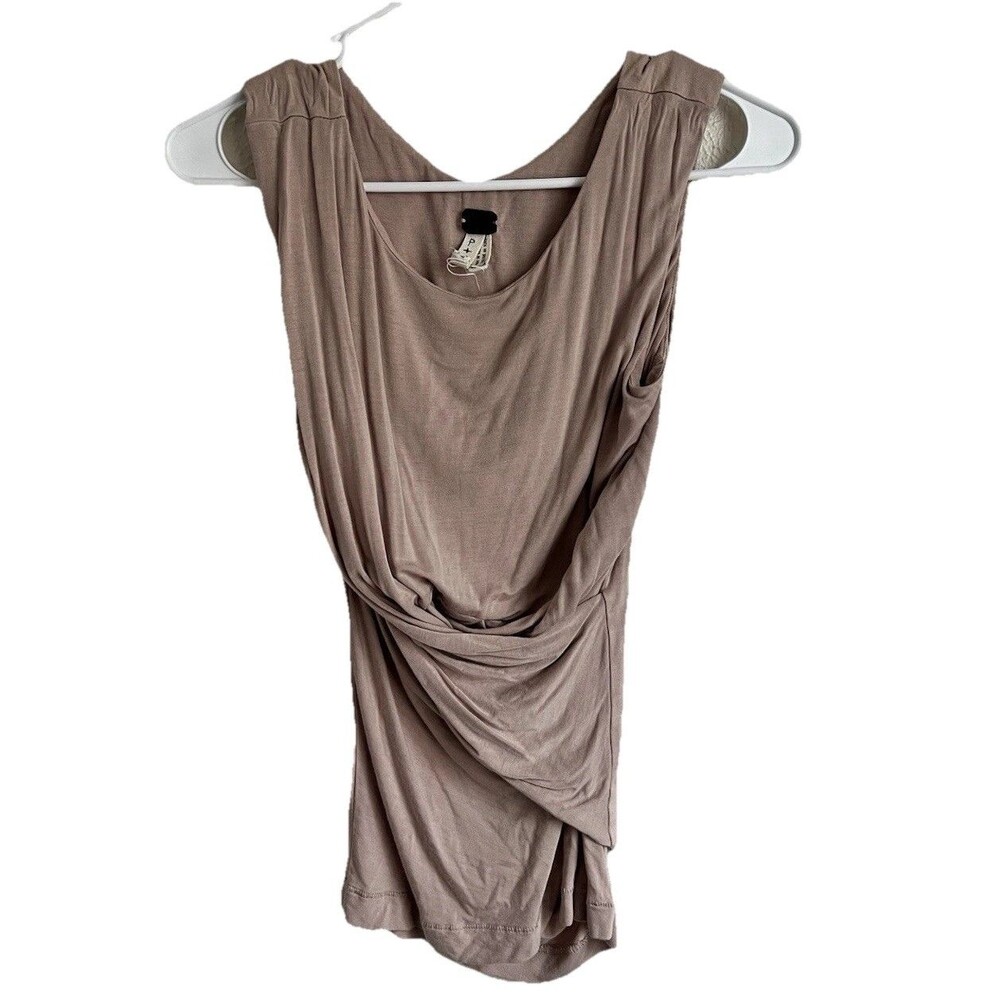 Free People Draped Sleeveless Jersey Taupe Blouse Women's Small